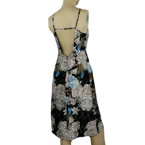 Smocked Strapless Cocktail Party Floral Tea Backless Dress Womens Medium - Picture 3 of 6